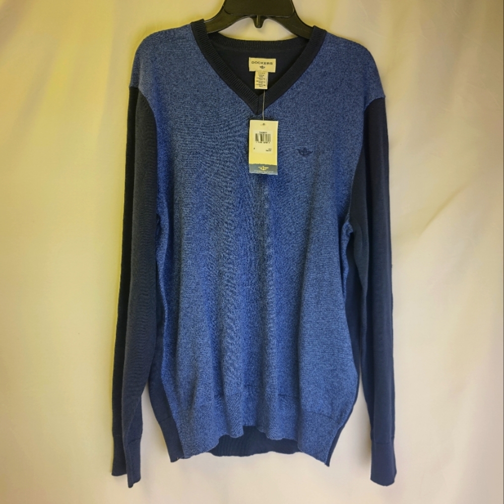 Dockers levi's men's v-neck sweater blue